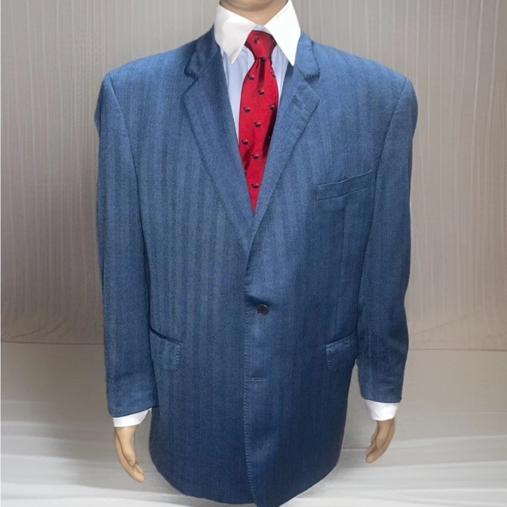 Ermenegildo Zegna Wool Men’s 46R Striped Blue Blazer Coppley
